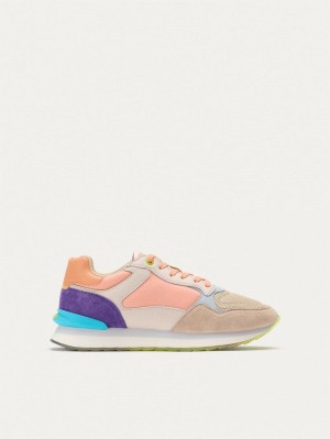 Khaki White Pink Women's Hoff City Lima Trainers | WUI551TM